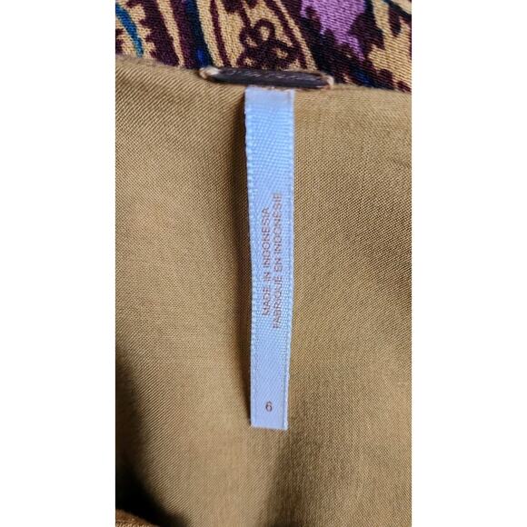 FREE PEOPLE Sz 6 Gold/Brown OSSIE VIBES Bell Sleeve Tunic Mini Dress NWT $128 - Picture 10 of 10